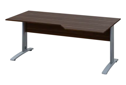 EZK 28 - 186 stůl kancelářský, rohový, pravý, kovová podnož stříbrná, deska 25 mm, široký 1800 mm, ořech královský